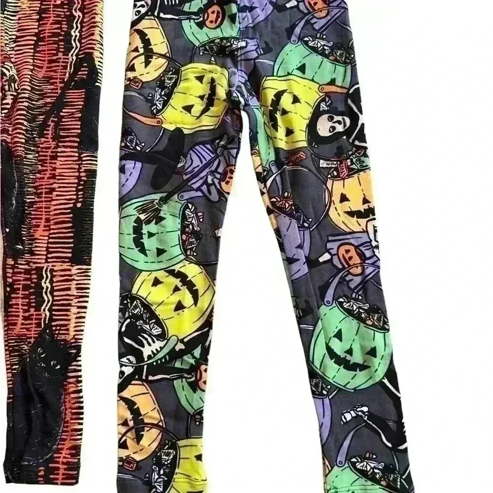 Lularoe small kids Halloween leggings‎ 2 pack bundle. New. Fits size 4-7 best - Picture 3 of 8